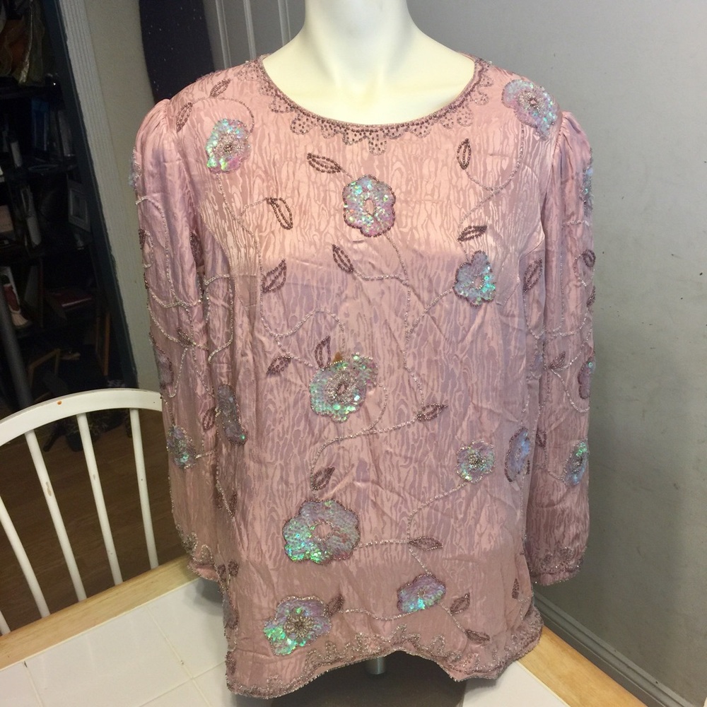 Vintage Sequin Blouse 100% Silk