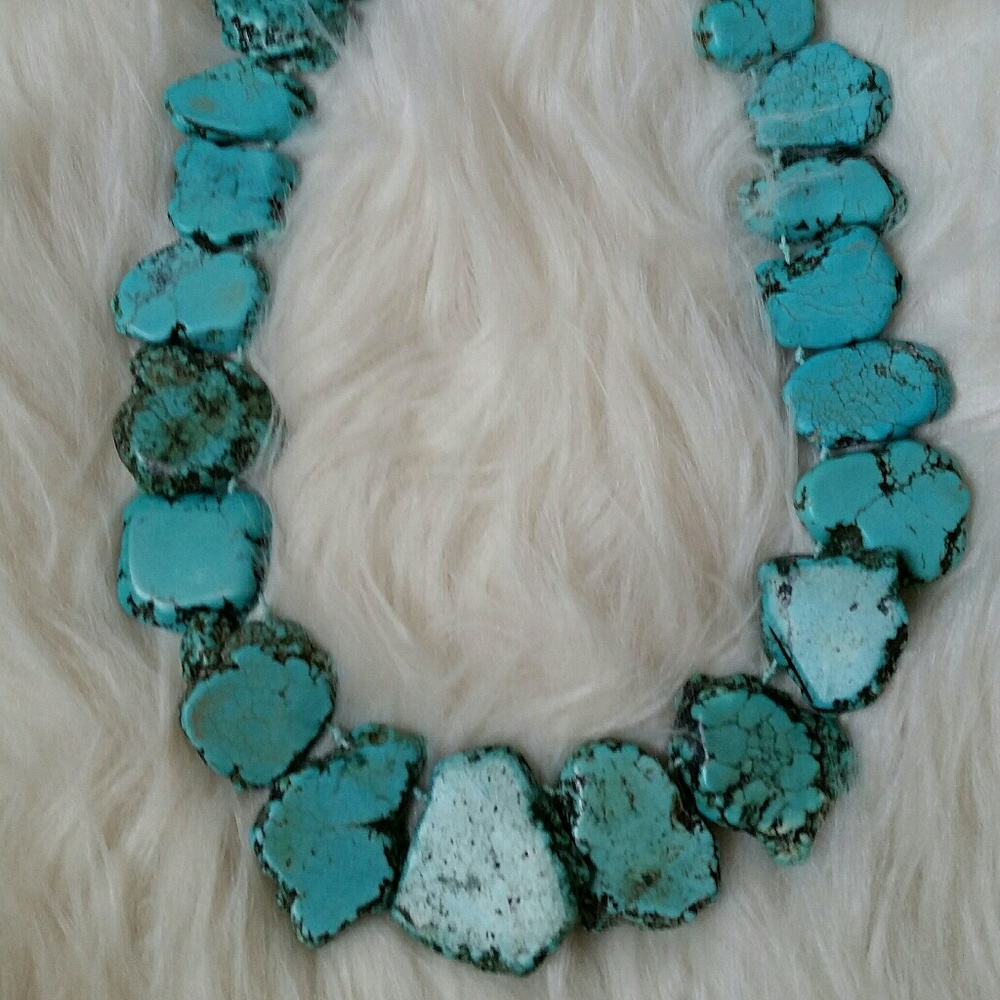 Turquoise chunk statement necklace