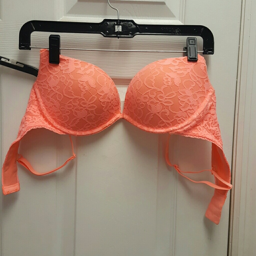 Lace coral push up bra
