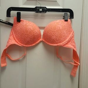 Lace coral push up bra