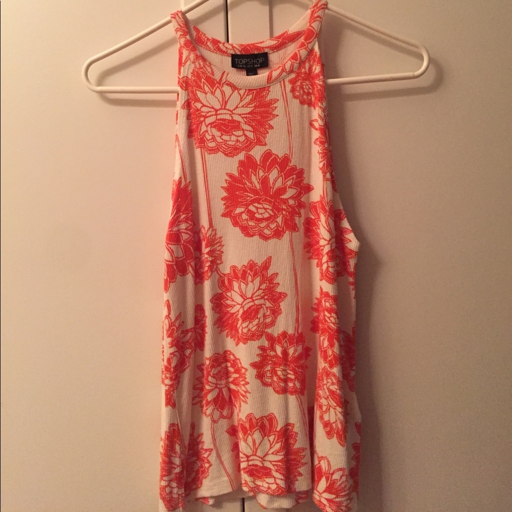 Topshop Orange Floral Tank