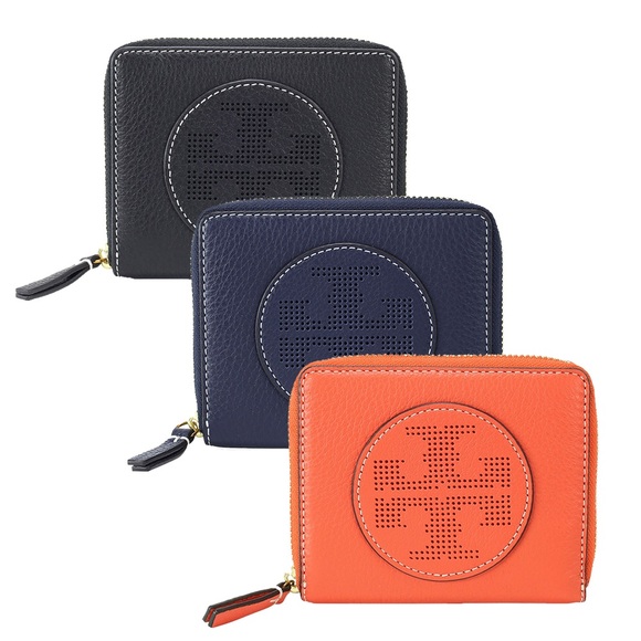 Tory Burch Accessories - Tory Burch Perforated Logo Zip Wallet in PINK