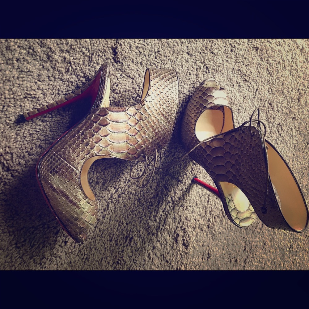 Christian Louboutin Mega Vamp Python Lace-Up