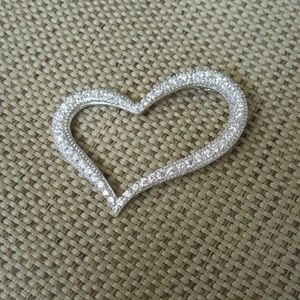 Sterling silver rhodium plated cz heart pendant