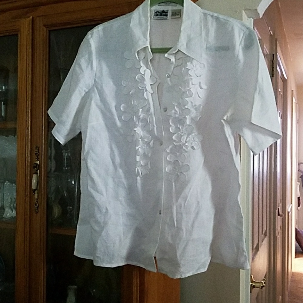 White Shirt with Flower Detail