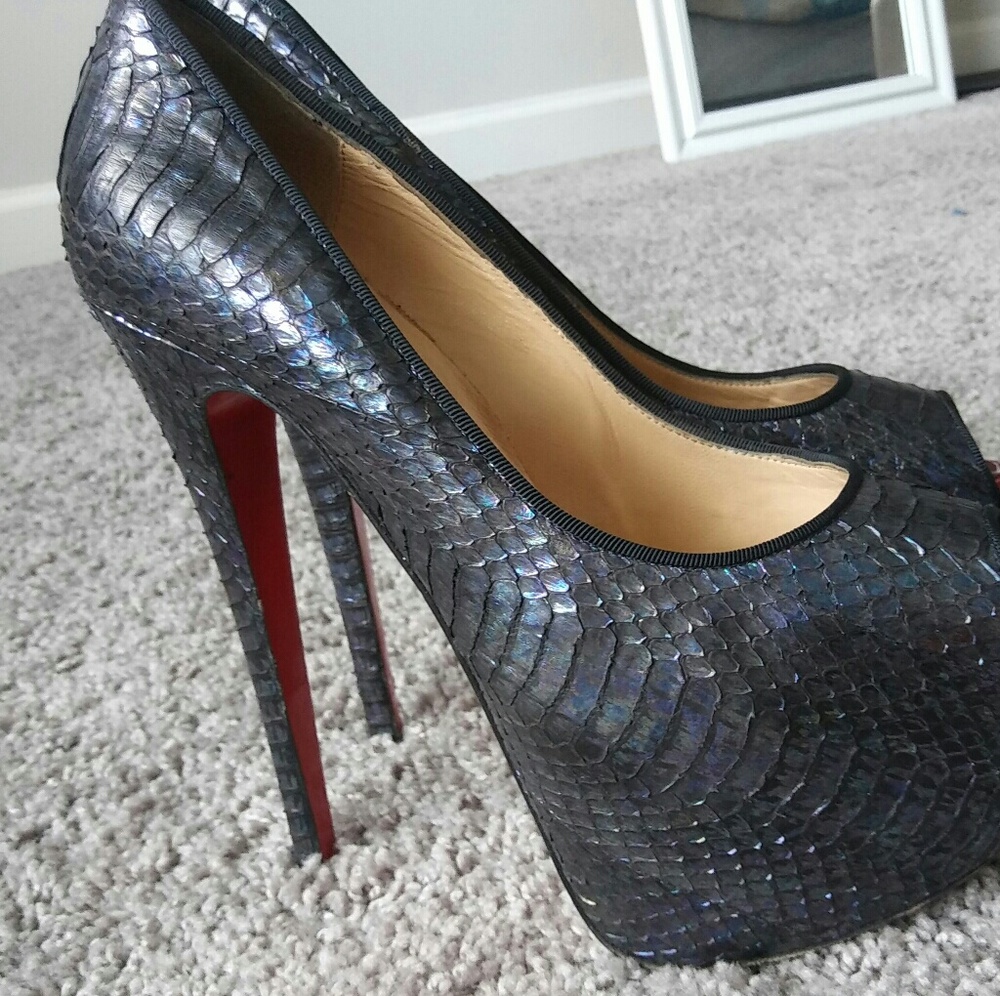 Authentic Python Louboutin peep toe pump