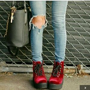 Foot wear velvet platform