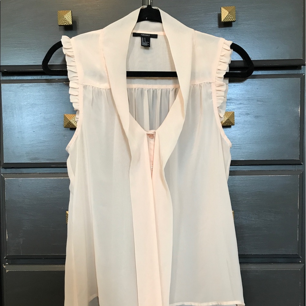 Peach Sheer Sleeveless Blouse