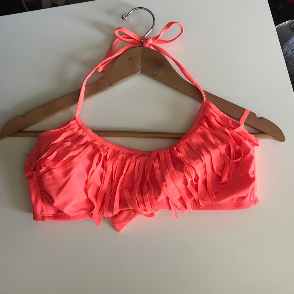 Orange fringe bikini top