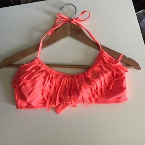 Orange fringe bikini top