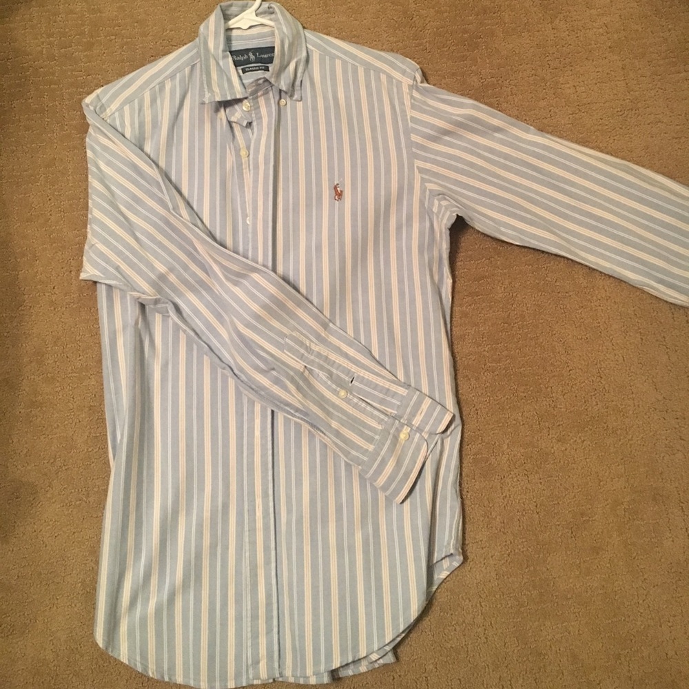Striped Blue Polo Button Down