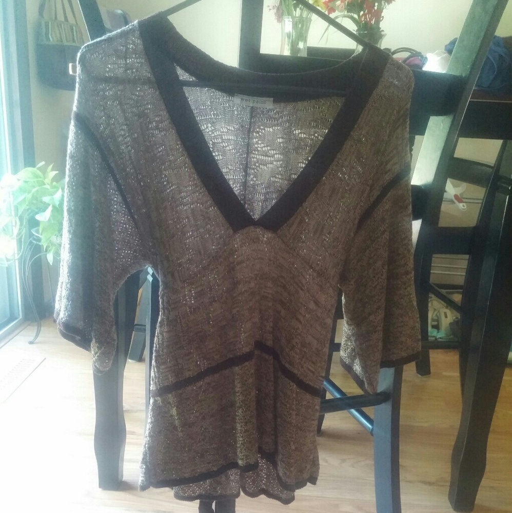 Brown & Cream Knit Top