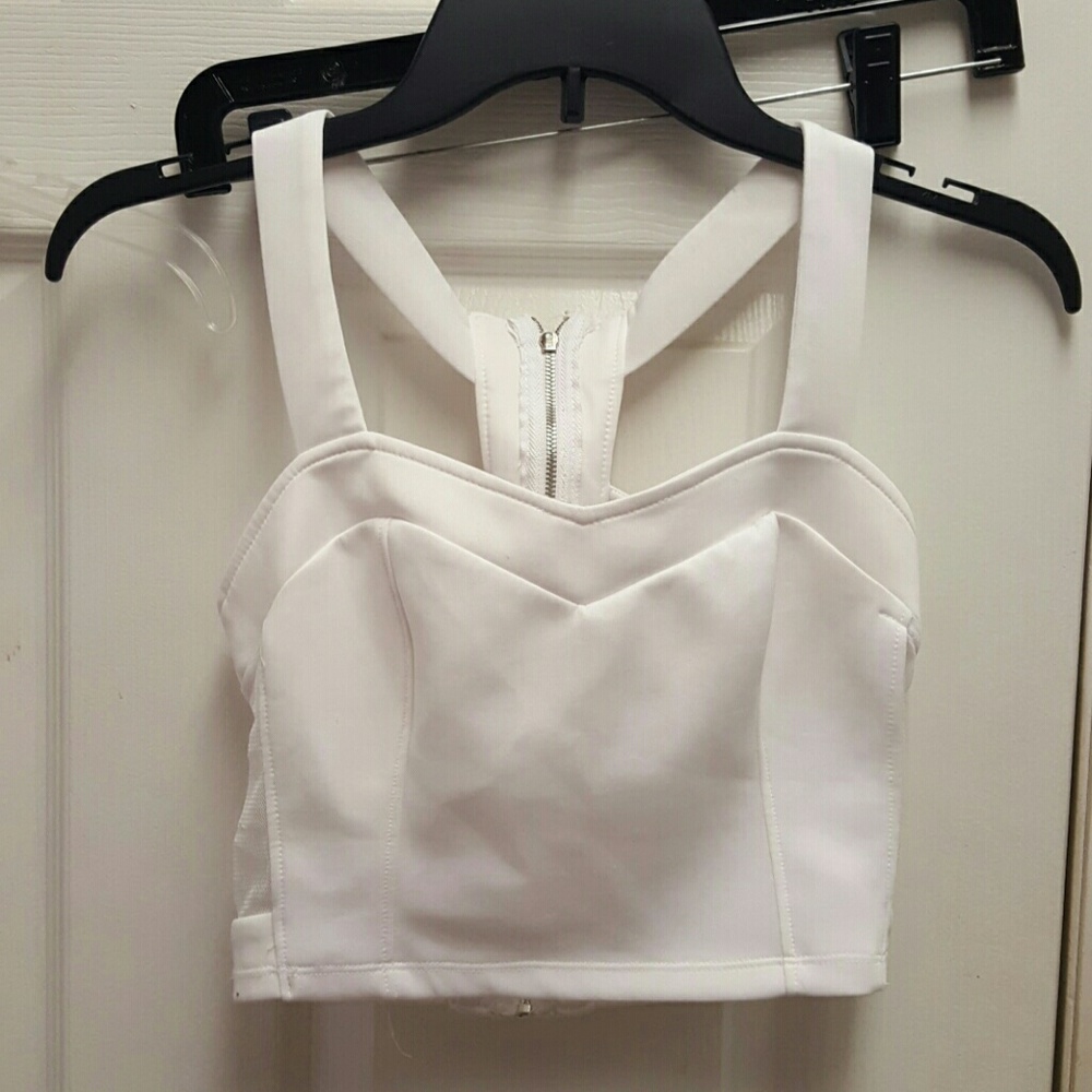 White mesh crop top
