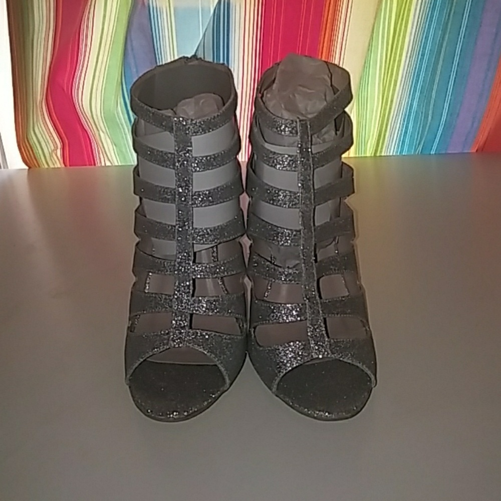 Silver glitter heels - brand new