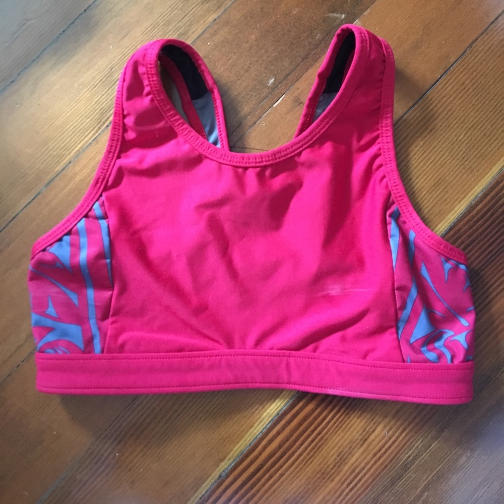 Red racerback sports bra