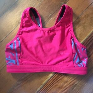 Red racerback sports bra