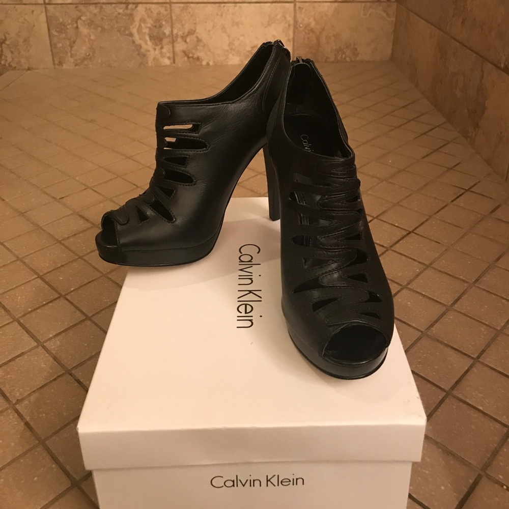Calvin Klein black high heel booties NEW