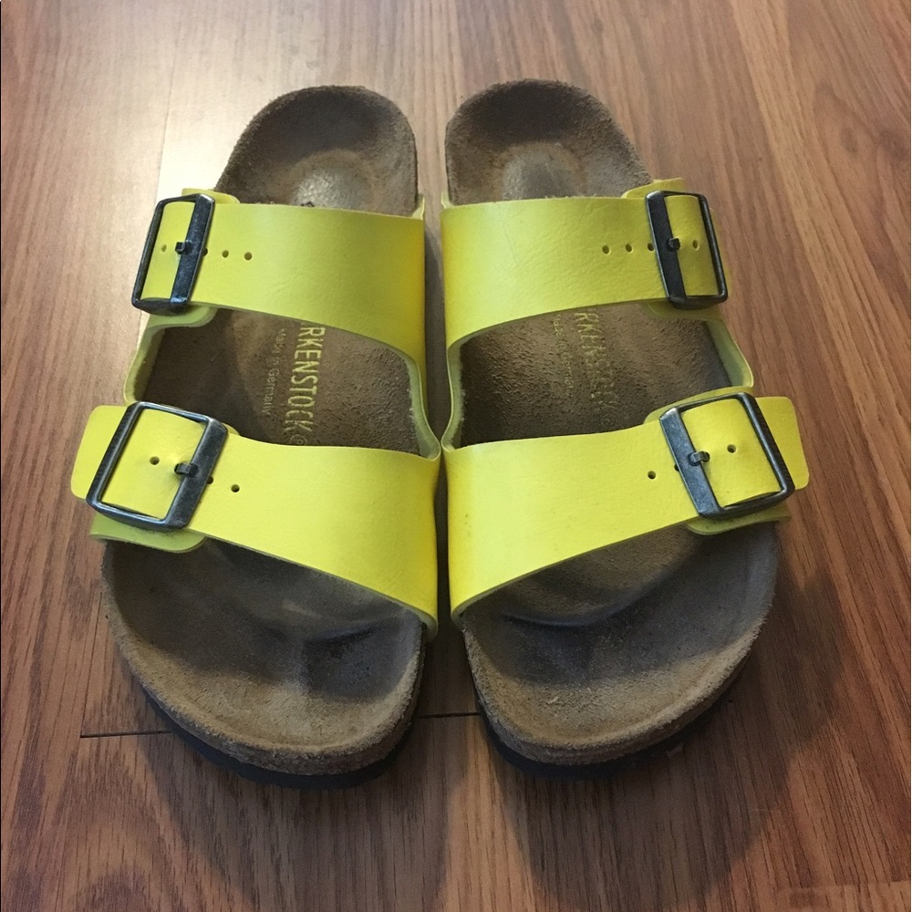 yellow birkenstocks