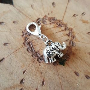 Om ohm aum  silver charm dangle elephant .5" nwt