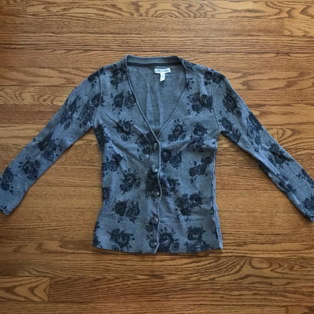 Grey Floral Cardigan