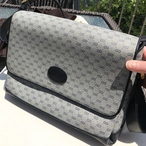 Gucci Classic Logo Leather and Canvas Bag