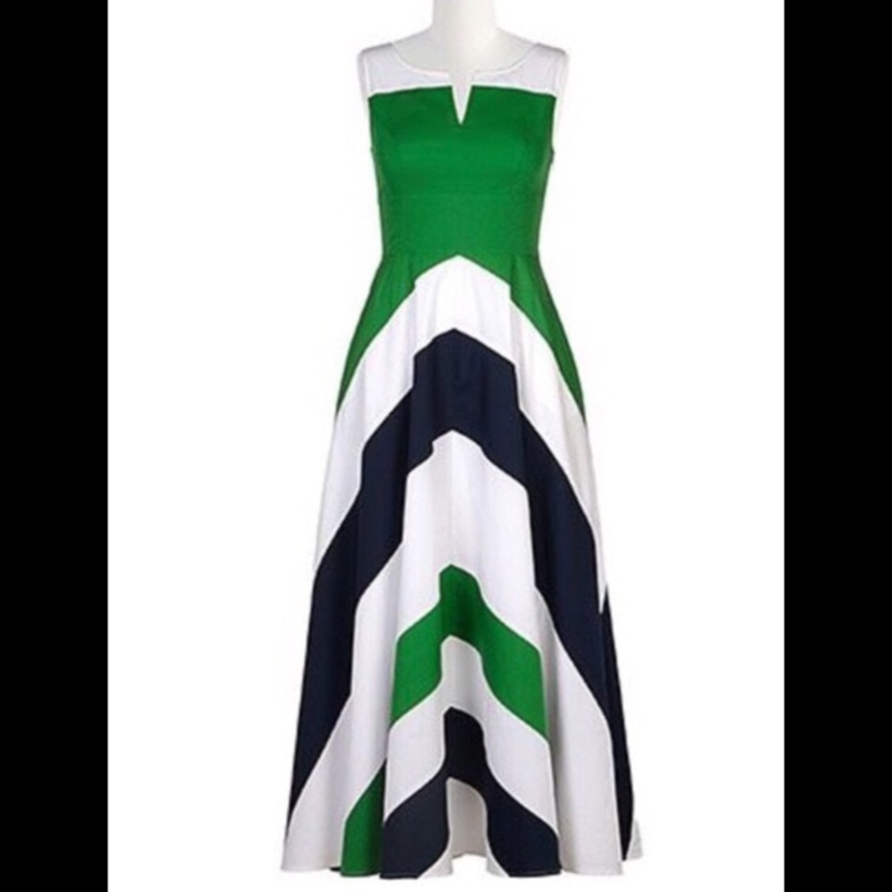 EShakti Chevron blue green dress