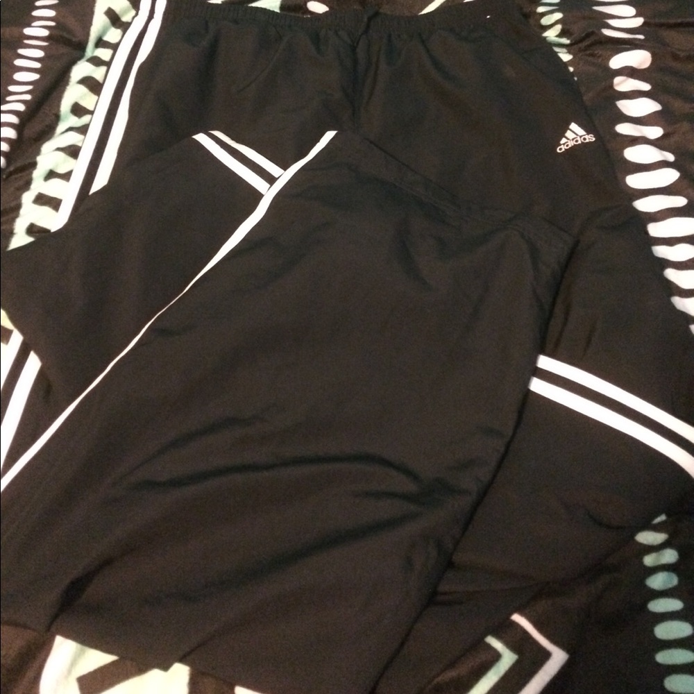 Black and white Adidas pants