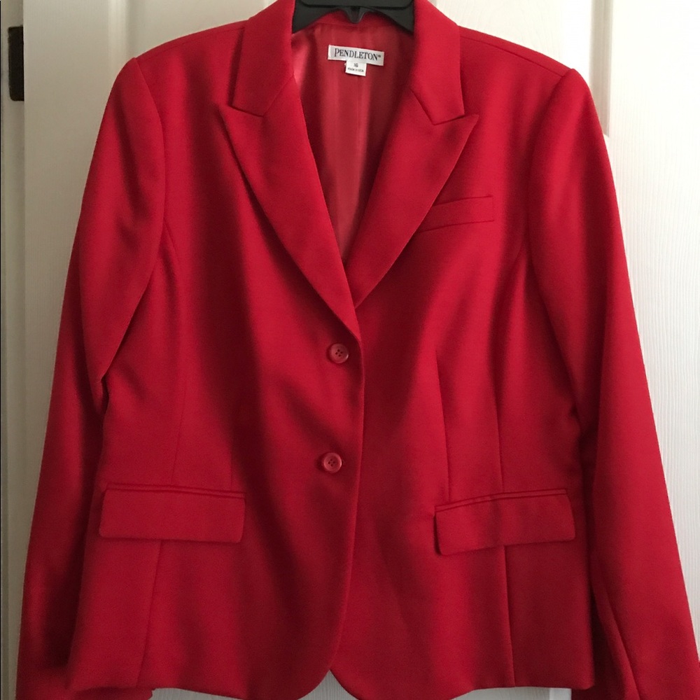 Pendleton Blazer, Red, Seasonless Wool, Lined 16