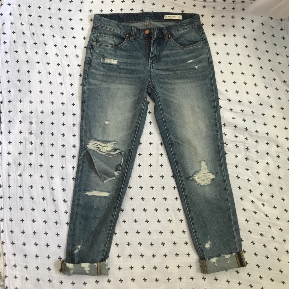 Blank NYC distressed crop girlfriend jeans