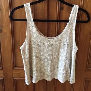 Lace creme tank top