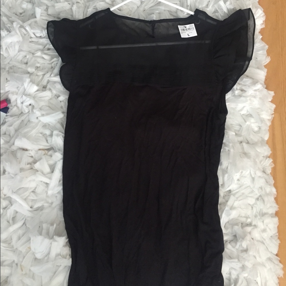 Brand New Terra Nova Black Partially Sheer Shirt
