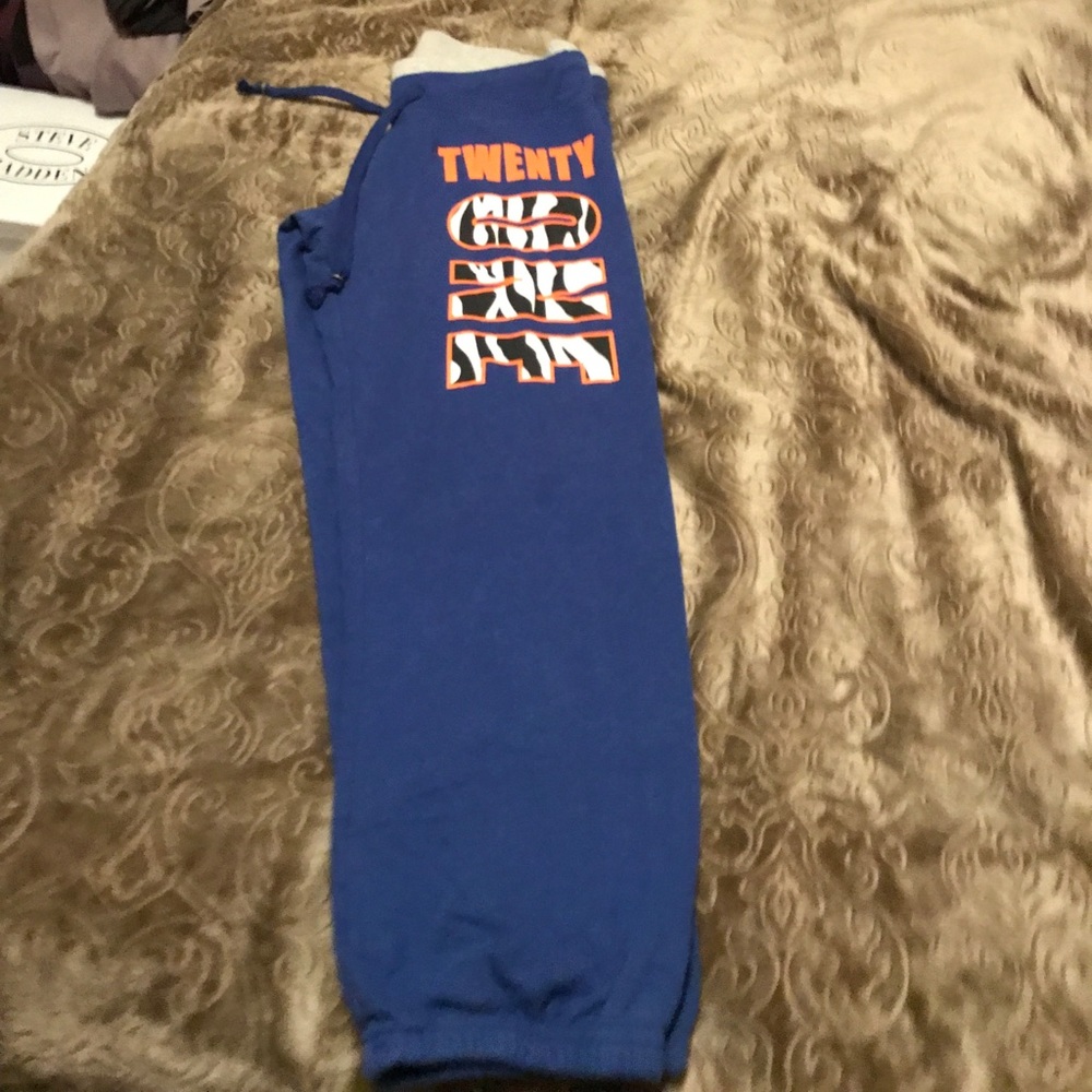 Blue and orange sweatpants