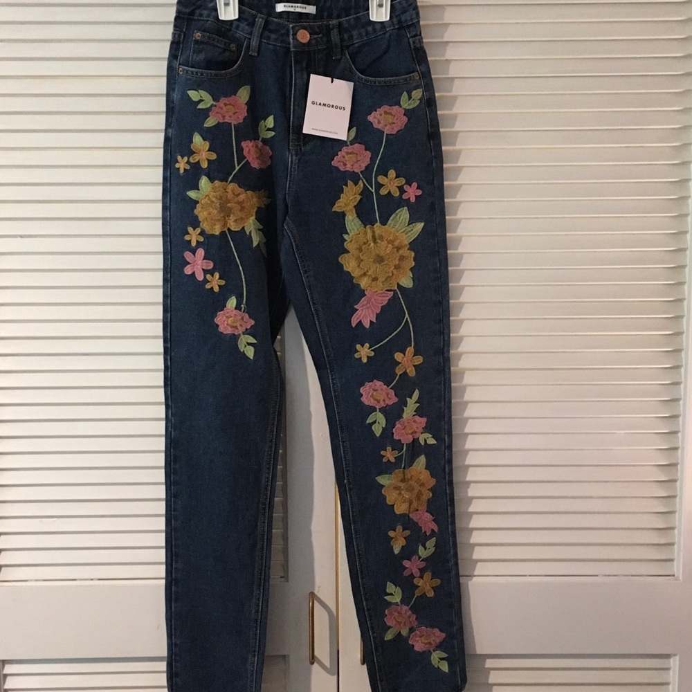 Glamorous Mid Rise Blue Denim Jeans XS