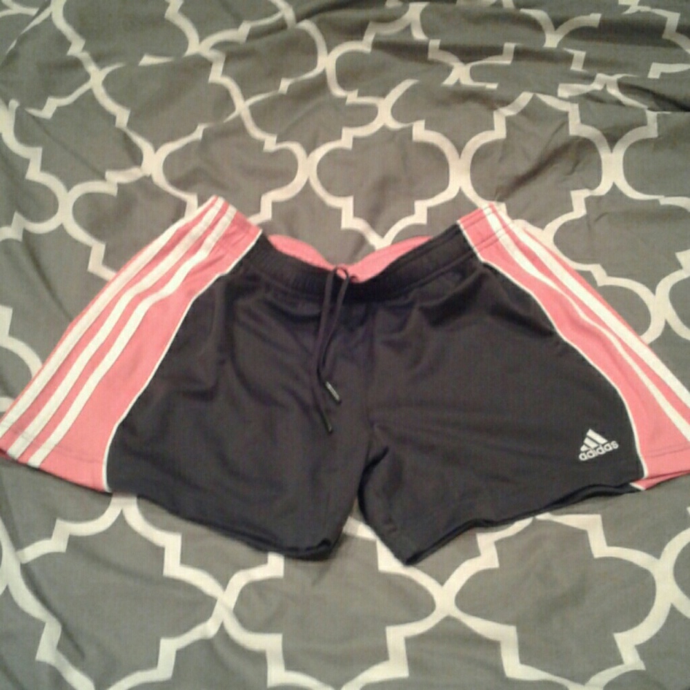 Adidas coral, gray and white work out shorts