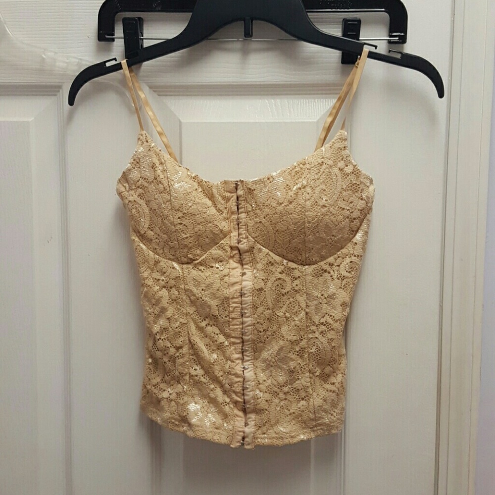 Lacey tan corset crop top