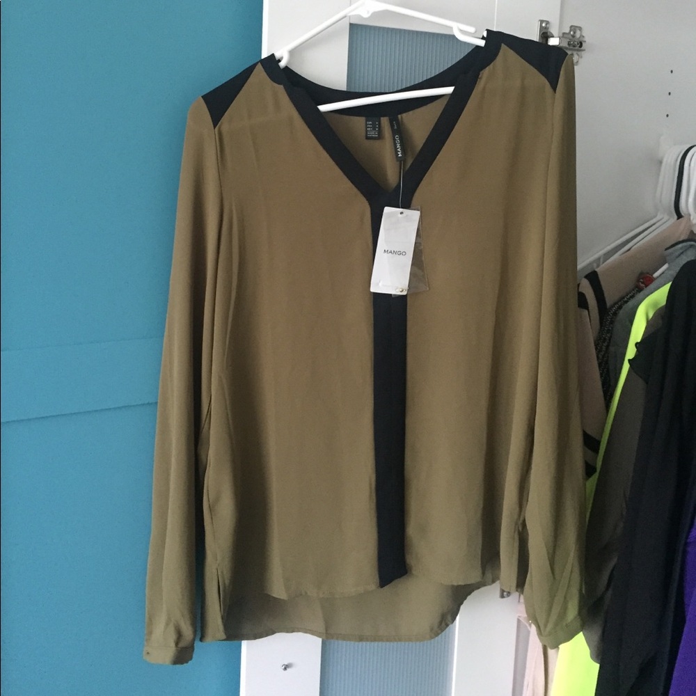 MANGO Military green and Black blouse w/tag