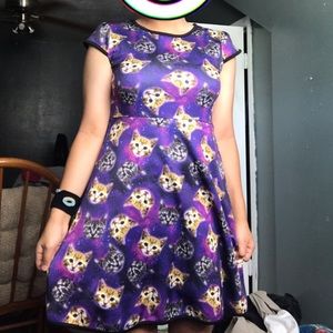 All over print galaxy cat dress