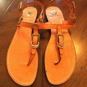 Tory Burch Trent Croc Embossed Sandal