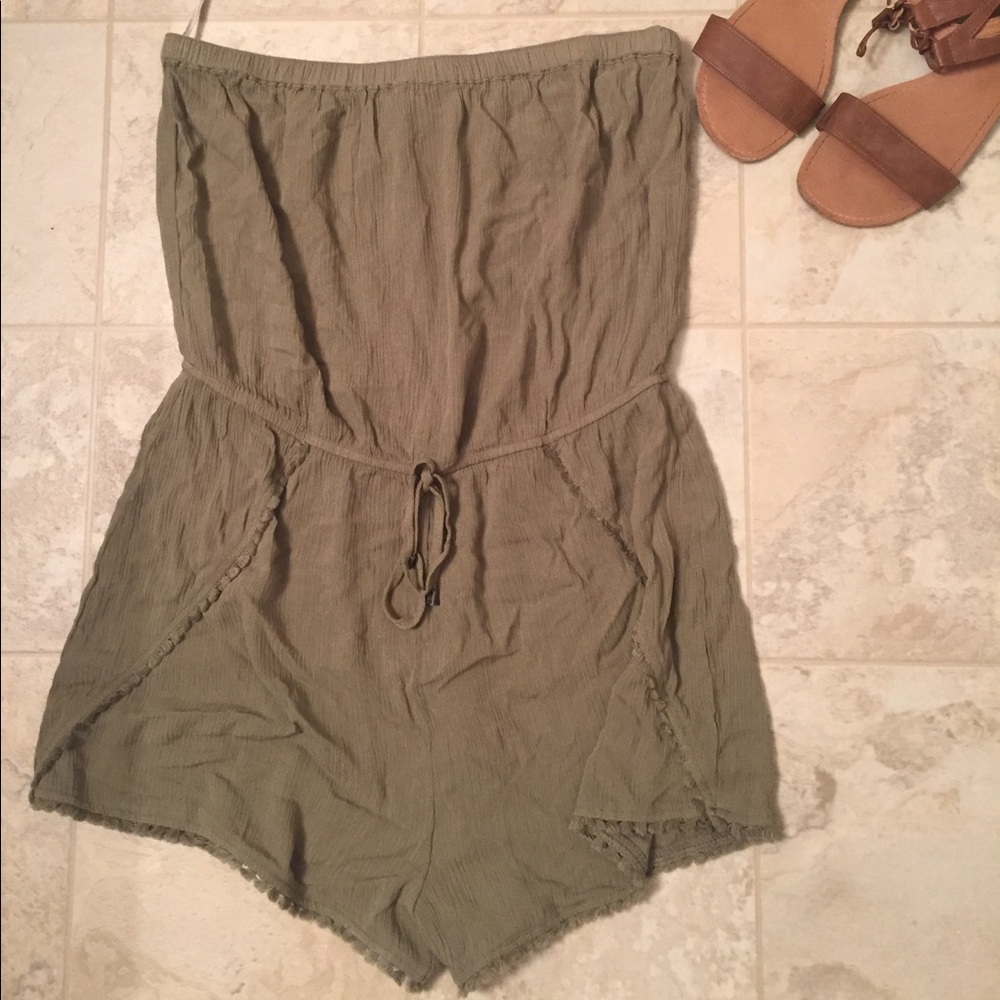 LF olive green strapless romper