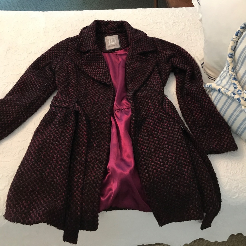 Black and Purple Checkered Winter Coat (Medium)