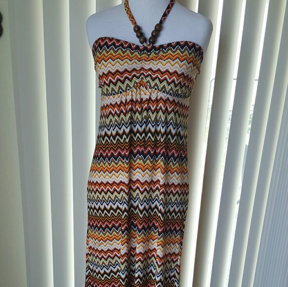 Aztec Print Maxi Halter Dress Size M