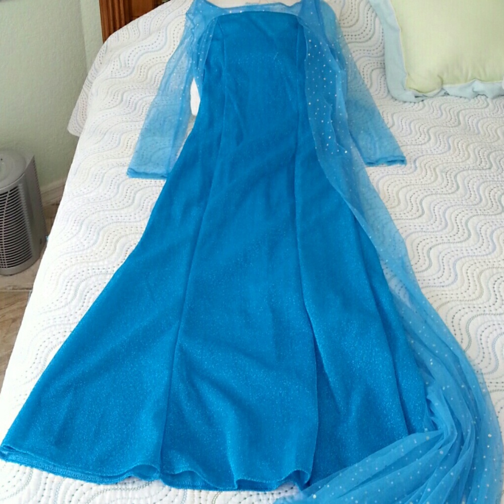 New Light Midi Dress, M, Metallic Teal, w Train