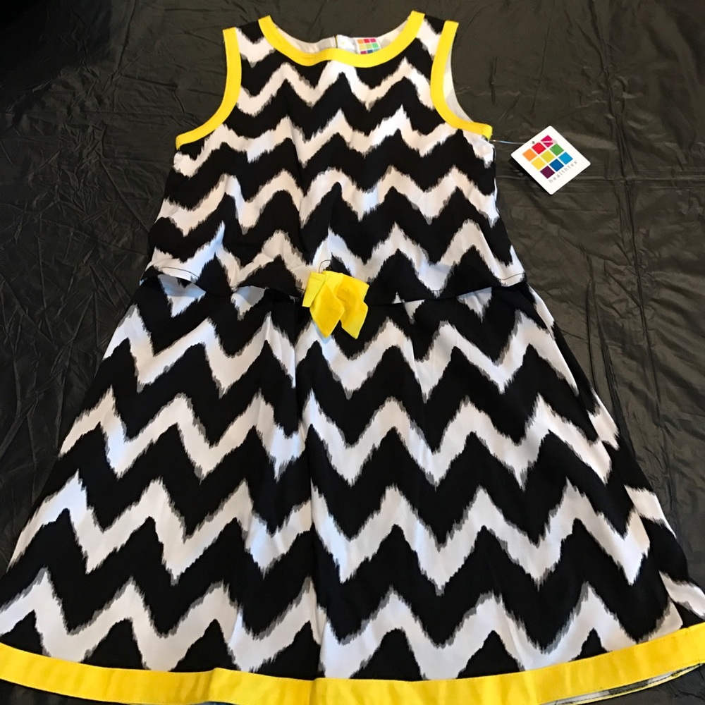 Toddler white black and yellow dress