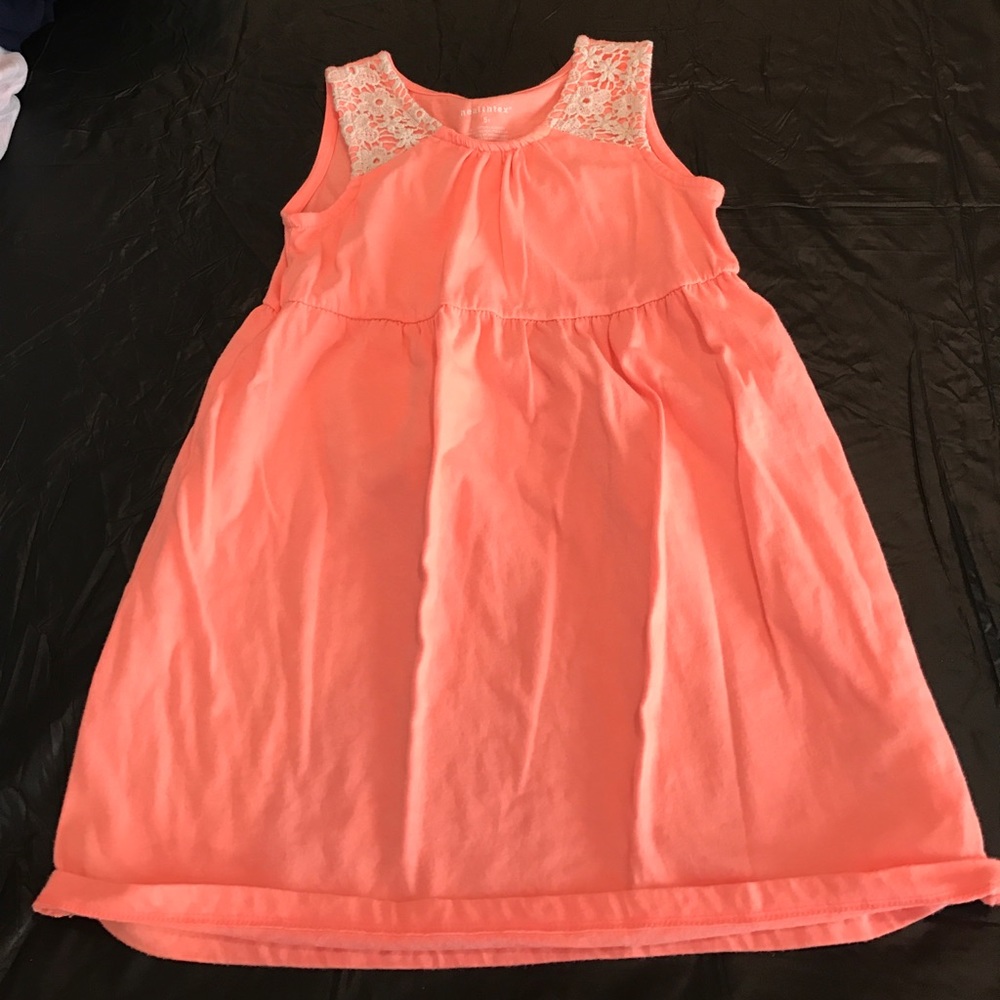 Toddler neon orange and white lace dress