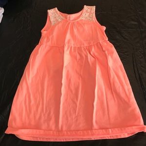Toddler neon orange and white lace dress
