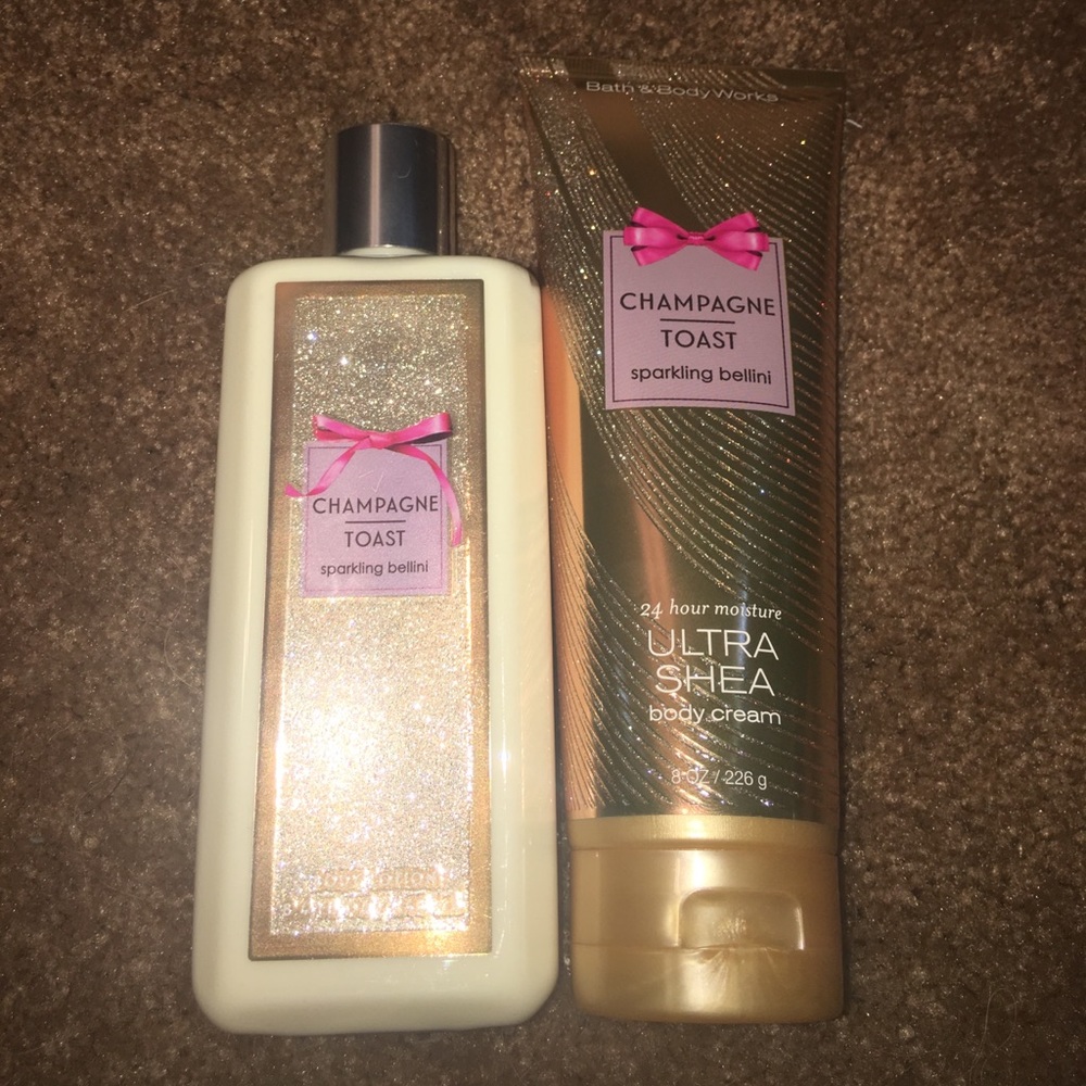 Champagne toast lotion and 24 hr moisturizer