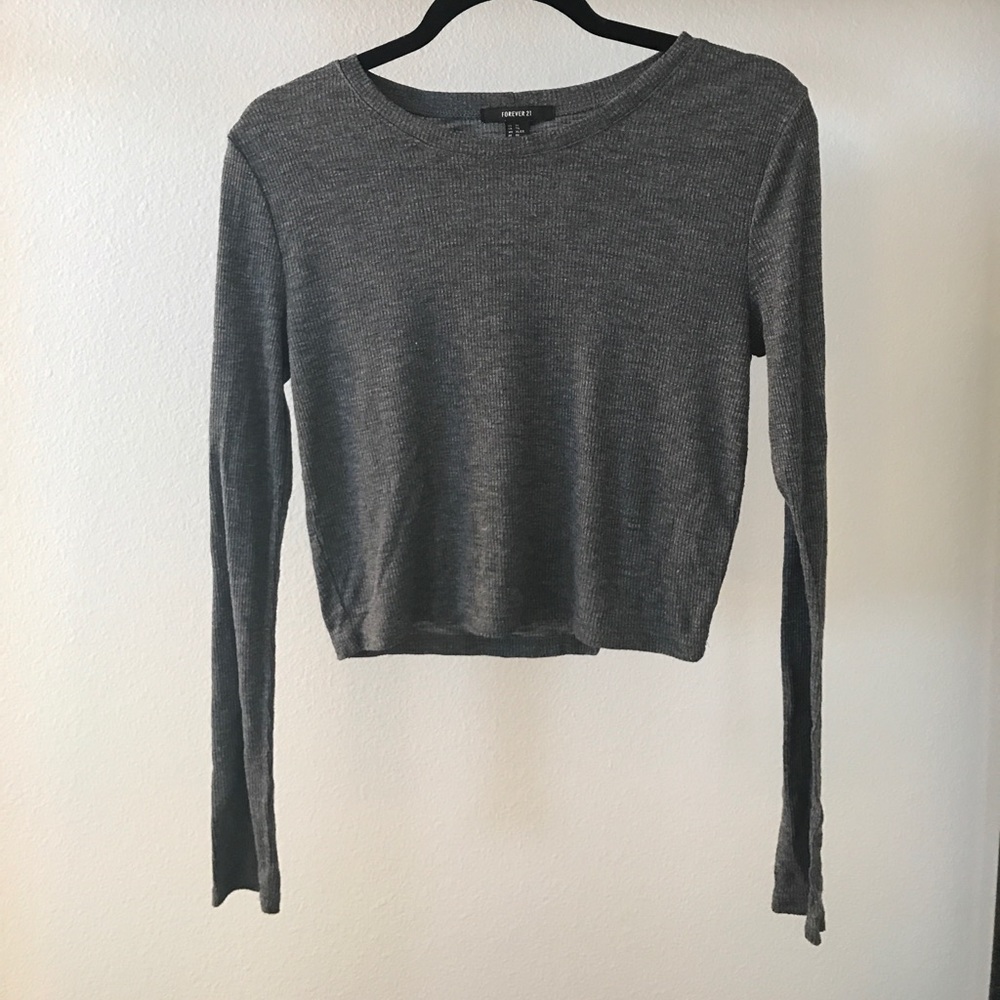 Gray cropped long sleeve