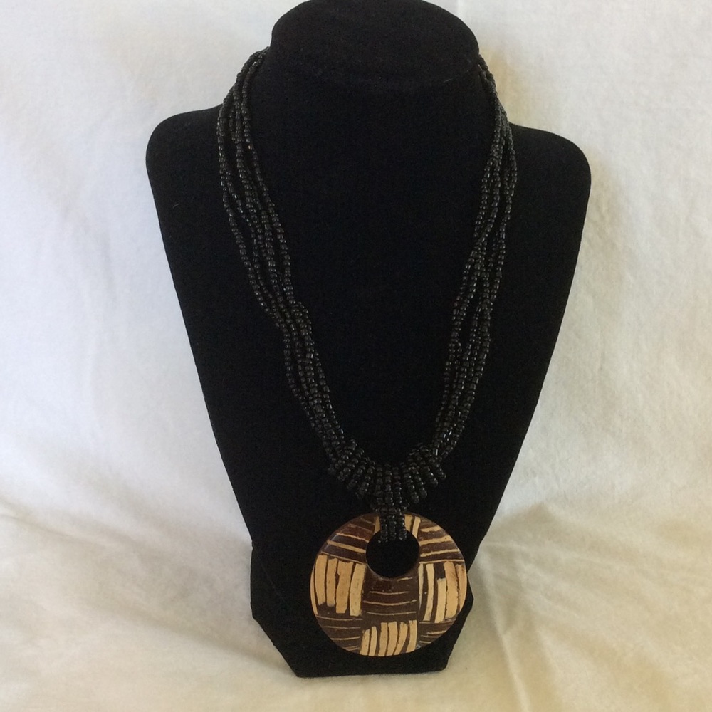 Necklace With Wooden Pendant