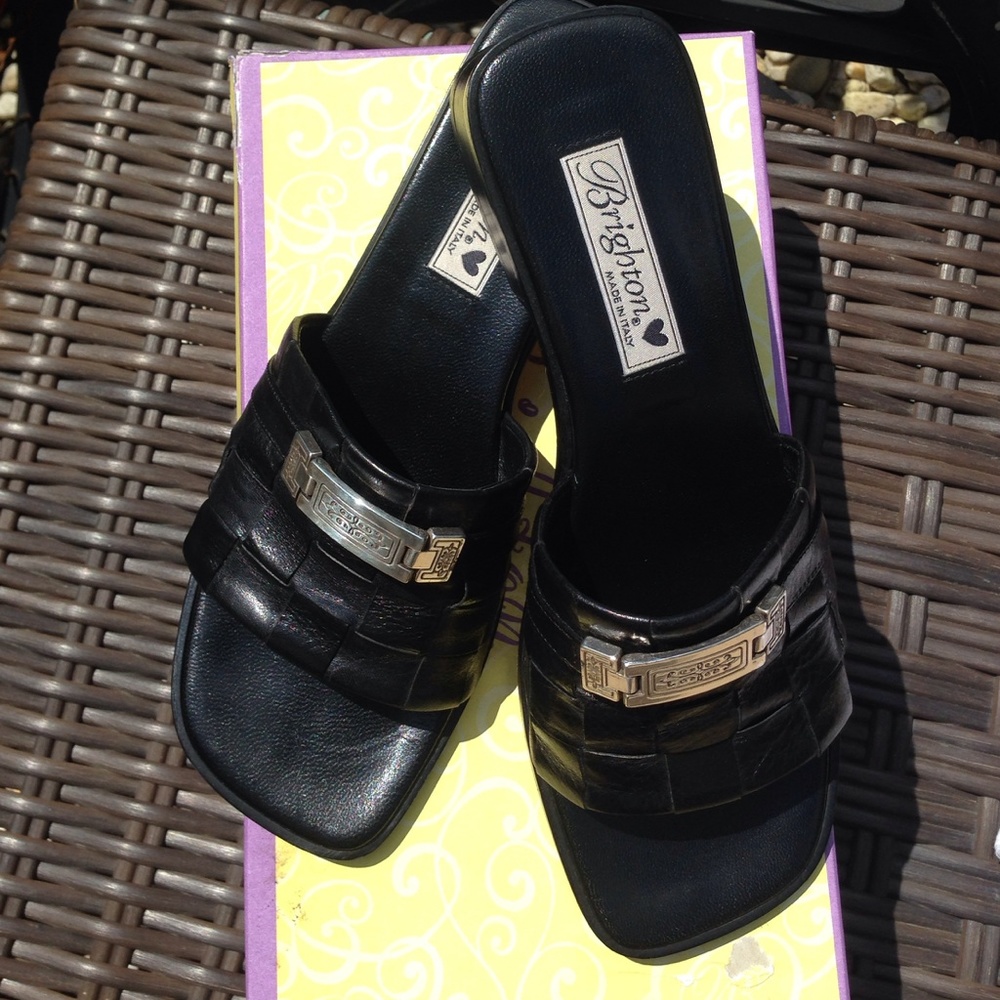 Brighton "Lydia" black woven leather sandals