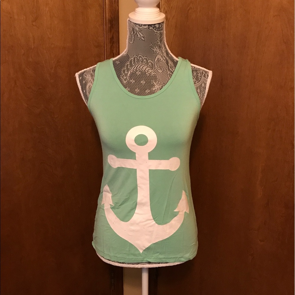 Mint anchor racer back with bow!